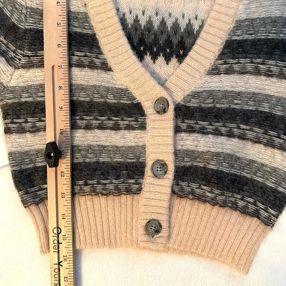Wilfred Aritzia Striped Cadence Mohair Wool Cropped Cardigan Sweater XXS Womens - Picture 5 of 9
